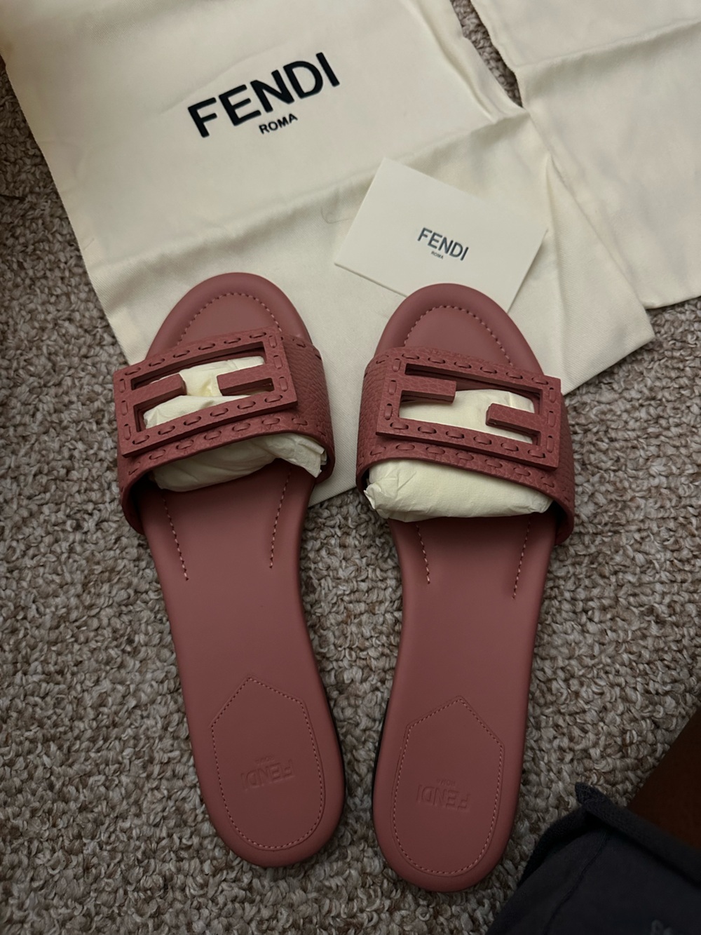 Fendi Women's Leather Slide Sandals